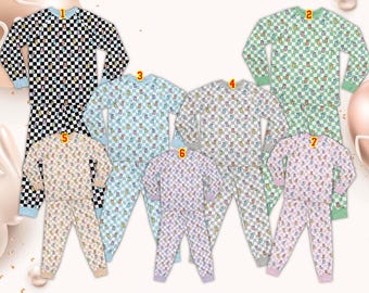 Wesołych Świąt Wielkanocnych Króliczków Kratka Piżamy Zestawy, Wiosenna Wielkanoc Piżamy Dla Rodziny, Pastelowe Kolory Świąteczne Piżamy, Pasujące Rodzinne Wielkanocne Piżamy