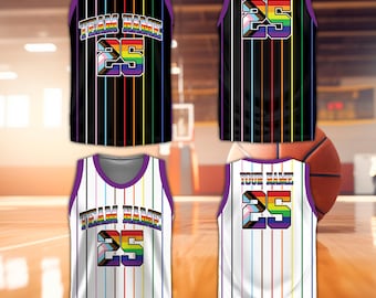 Personalized Name LGBTQ Pride Month Basketball Jersey, Custom Rainbow Pride Basketball Shirt, Support Gift For LGBT Community Basketball Fan