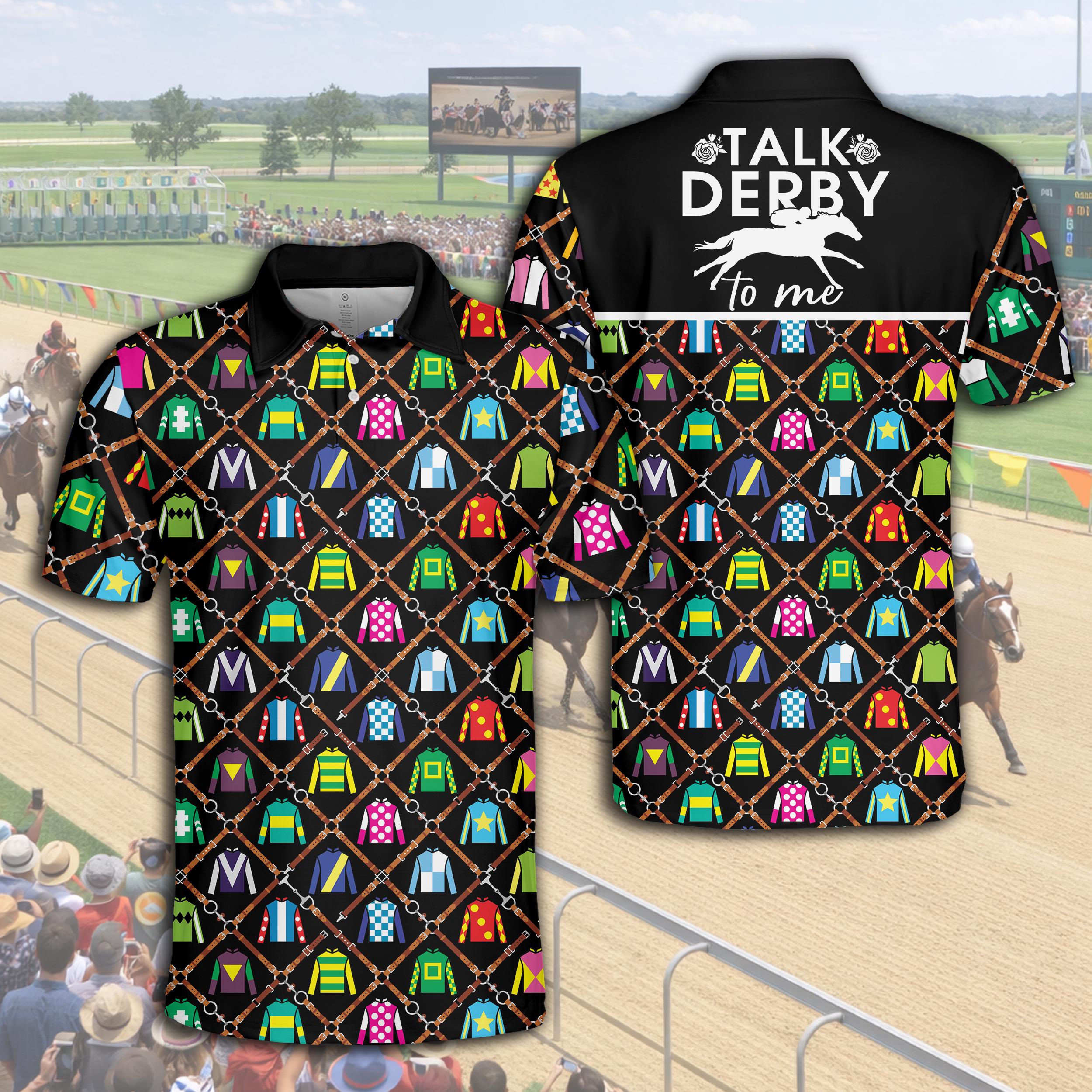 Discover Kentucky Derby Churchill Downs Polo Shirt, Talk Derby To Me Womens Sleeveless Polo Shirt, Derby Party Outfit, Horse Racing Style Race Day