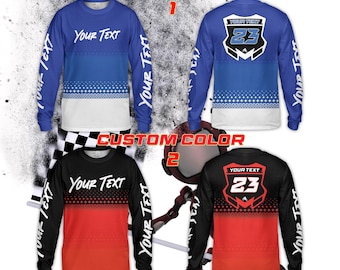 Personalisiertes Motocross-Langarm-Shirt mit Farbverlauf, Geometrisches Dirt Bike 3D-Shirt, MX ATV Off-Road Racing Team-Shirt