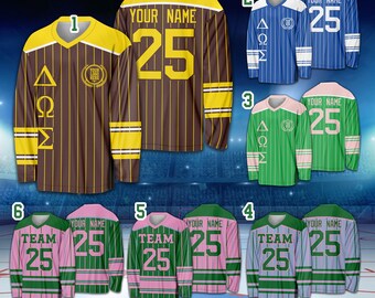 Personalized Name Sorority Ice Hockey Jersey, Custom Color Sorority Sisters Hockey Shirt, College Big Little Hockey Jersey For Hockey Fans
