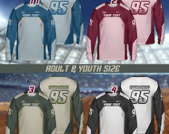 Personalized Motocross Youth & Adult Long Sleeve Shirt, Custom Rider Name And Number Dirt Bike 3D Shirt, MX ATV Off-Road Racing Team Apparel
