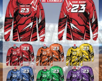 Personalized Motocross Youth & Adult Long Sleeve Shirt, Custom Rider Name And Number Dirt Bike 3D Shirt, MX ATV Off-Road Racing Team Apparel