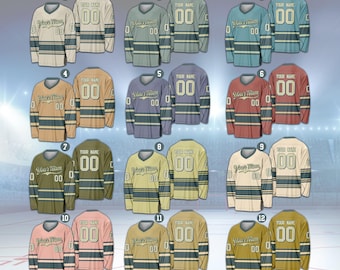 Camisa de hóquei no gelo com nome e número personalizados, camisa de hóquei vintage com cor personalizada, uniforme de hóquei, roupa para o dia do jogo para fãs de hóquei