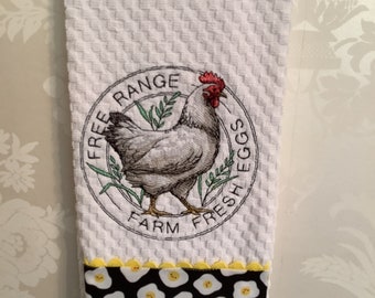 Chicken embroidered kitchen towel cotton towel bridal gift