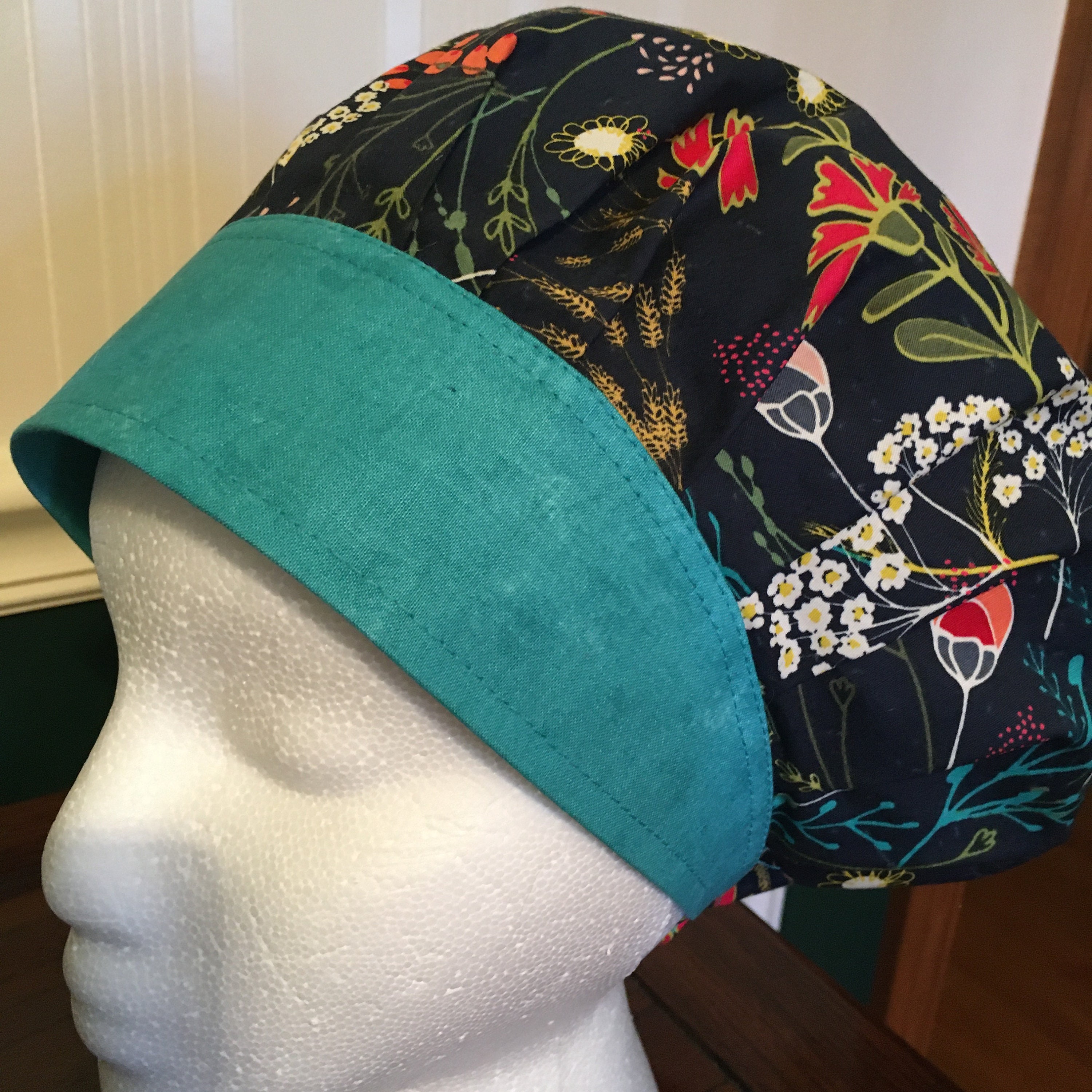sewdolledup Surgical Scrub Caps, or Cap, Nurse Hair Cover, Bouffant Scrub Cap Art Gallery Fabric