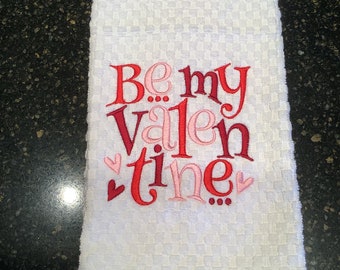 Embroidered kitchen towel Valentine towel cotton towel  by my valentine towel