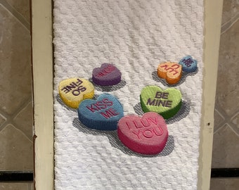 Embroidered kitchen towel Valentine day gift towel