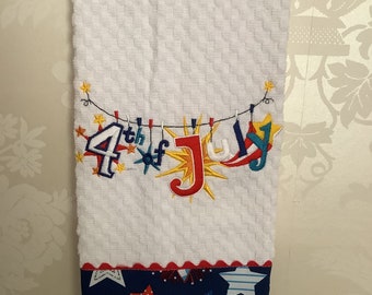 4TH of July embroidered kitchen towel Independence Day celebration firecracker