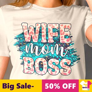 Esposa, mamá, jefa, mamá, Día de la Madre PNG, patrón con temática de letras PNG, Mamá dura PNG, Mamá fuerte, Mamá flor PNG, Regalo para mamá PNG, Tía, Nana, Mimi