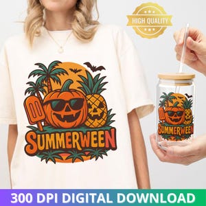 Summer Halloween Vibes Sublimation png Funny Halloween Vintage Summerween png Halloween Horror Characters Fruit Shirt png Retro Vintage