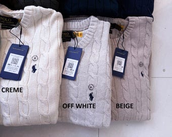 Ralph Lauren Waffle Knit Pullover Cable Sweatshirt for Men