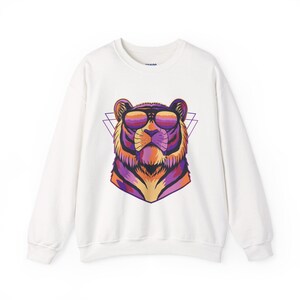 Vibrant Tiger Graphic Sweatshirt, Unisex Crewneck, Retro Animal Sweatshirt, Casual Fashion, Graphic Tee Alternative