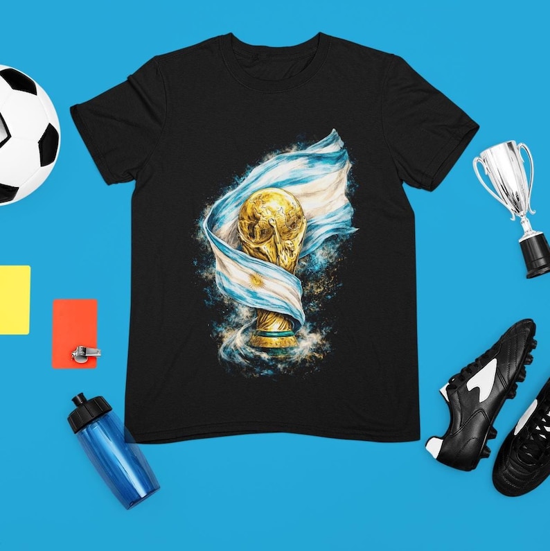 Argentinien Welt Cup Meister Fußball T-Shirt, Fußball Fan Tee Bild 2