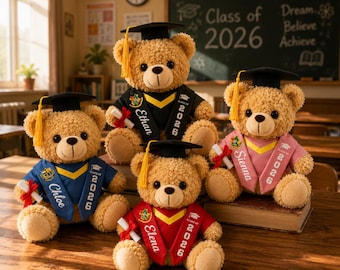 Graduation Teddy Bear With Custom Name, Personalized Class of 2026 Gift, Plush Graduation Bear for College Student, Senior Keepsake Gift