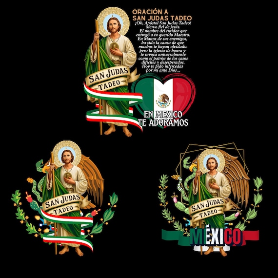 San judas Tadeo méxico, diseños para imprimir playeras de San Judas Tadeo x 3 png fondo transparente para DTF