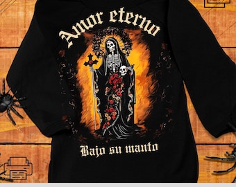 Santa Muerte Digitales Design PNG 300 DPI Mexiko „Unter seinem Mantel“ Kunstwerk, Perfekt für Wandkunst DTF Shirts, Tassen & mehr | Sofortiger Download