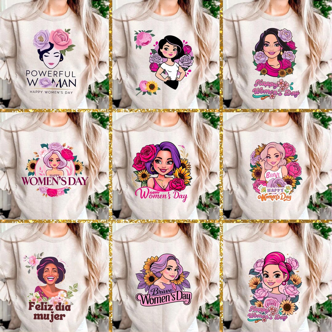 Happy Women's Day Design for T-shirt / Bundle X 10 /design Png / Gift ...