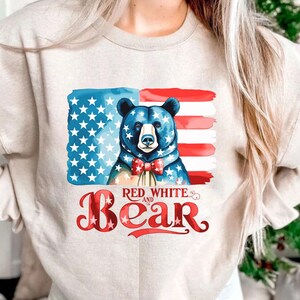 Design comemorativo do urso retrô do 4 de julho dos Estados Unidos. Perfeito para sublimação, impressão DTF em camisetas, feliz americano