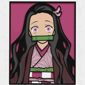 Girl anime Layered v2 Cartoon SVG Vector Laser Cut Multilayer