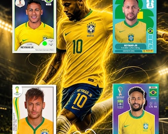 Neymars sista VM | 8 samlarbilder på Neymar Jr. från VM 2010-2026 | Digital konst i PDF-format för utskrift