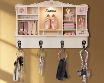 A Beautiful Ballerina Dancing, Personalized Key Holder, Key Rack Room Decor Gift For Daughters, bY17JdFa