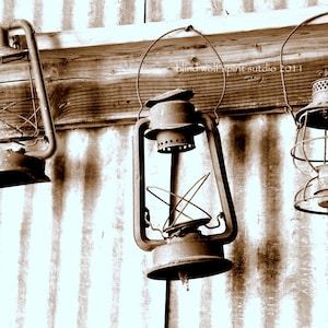 Old Lanterns, Antiques, Sepia Fine Art Photo print (no frame)