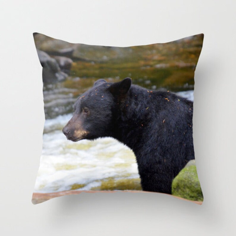 Black Bear Pillow Throw Pillow Rustic Decor Cabin Decor Etsy