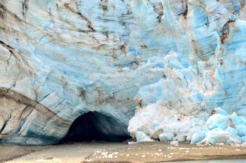 Ice Cave in Lamplugh Glacier, Glacier Bay, Alaska, Blue Ice Fine Art Photo image 1