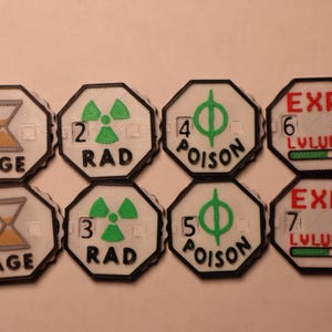 MTG pack of 5 Dial counters (Rad, Poison, Age, Experience, Blank)