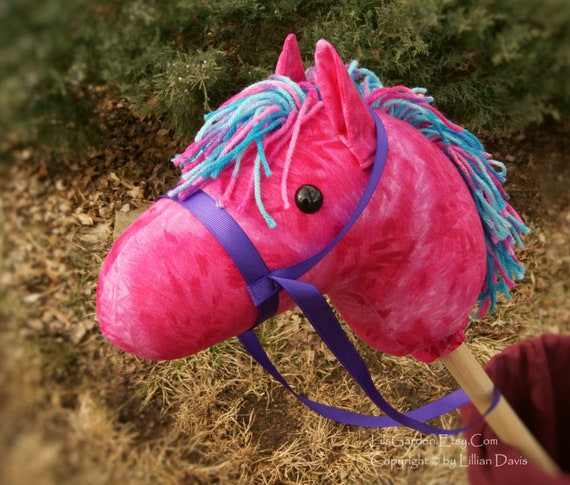 pink stick horse