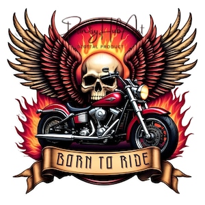 Born to Ride PNG Bundle (10 Designs) – Hell Rider Motorcycle PNG, Flaming Bike Clipart, Biker Skull Sublimation, Digital Download