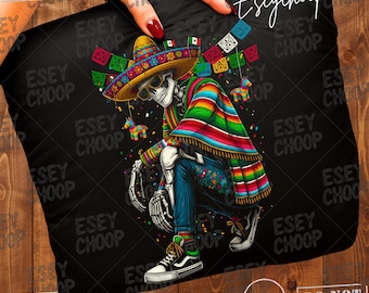 Cinco de Mayo Skeleton PNG, Mexican Fiesta Sublimation Design, Serape Skeleton Clipart, Day of the Dead Shirt Design, Fiesta Party PNG