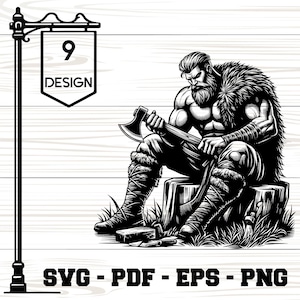 Viking Warrior with Axe SVG: Norse Design for Glowforge, Sublimation (Digital Download)
