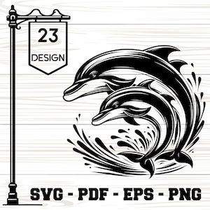 Dauphin SVG | Jolie silhouette de dauphin pour sublimation | Clipart dauphin pour chemise, tasse, sac fourre-tout | Cadeau bébé et idée déco amusante pour adulte