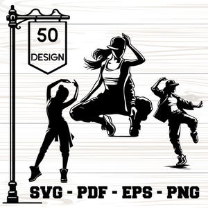 Hip-Hop Dance Girls SVG - PNG - Silhouette Design for Sublimation, Stickers,  Cutting | Perfect for DIY Projects & Apparel,instant download