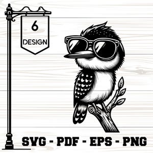 Woodpecker SVG with Glasses | Cute ,Stylish Woodpecker Design for T-Shirts & Stickers | Black and White Vector - Instant Download [3]