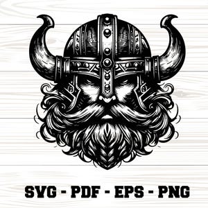 Viking Head, horned | svg pdf eps png | Wood Engraving  & Decal Making | Cutting| Laser Engraving, Cricut| DIY Crafting|  [1]