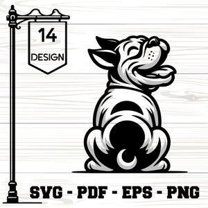 Bulldog  SVG | Cute Sitting Bully Dog, Clipart for Sublimation, T-Shirts, Mugs, Stickers, Vinyl Cutting- Vector File -  Instant download