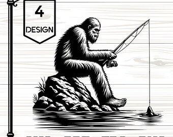 Arquivo SVG de pesca do Pé Grande, arquivo para gravação a laser, clipart para Cricut, sublimação.