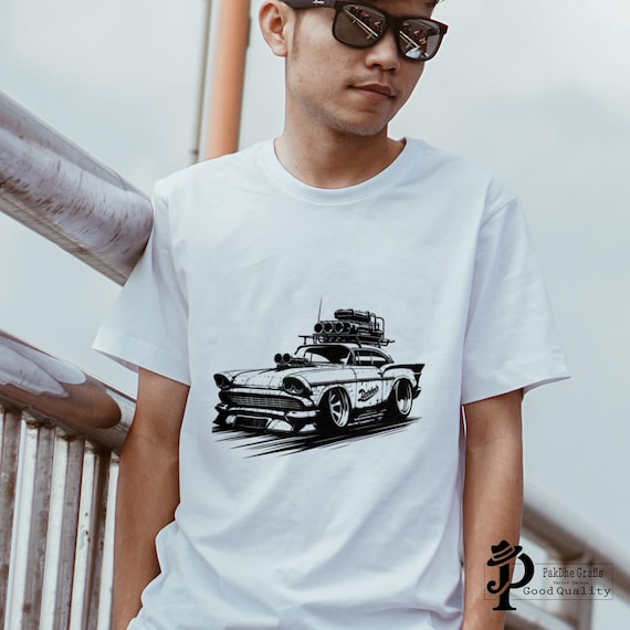 （13）HOT-ROD 車両イラスト 七分袖カットソー Amazon.com: Vanatic Hot Rod 70s Cartoon Van Street Rod T-Shirt