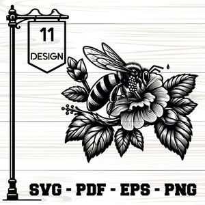 Bee and Flower SVG: Laser Cut & Cricut Clipart (Instant Download)