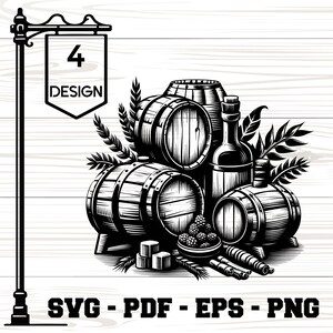 Barrel SVG Bundle - Rustic - Wooden Barrel Clipart - Engraving & Sublimation Design - Cut File for Cricut, Silhouette, CNC,  [3]
