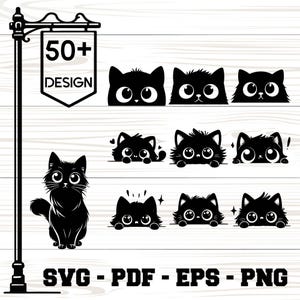 Peeking Cat SVG: Funny Kitty Clipart for Mug, T-Shirt (Digital Download)