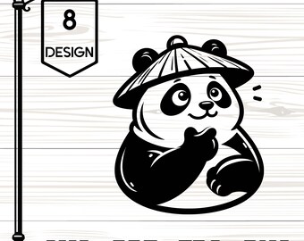 Cartoon Panda SVG, Engraving File for Laser Machines, Clipart for Cricut, Sublimation
