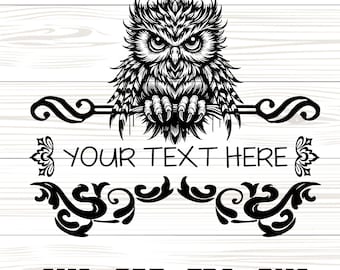 Vintage Owl Sign SVG: Laser Cut File, Cricut, Engraving Digital Download