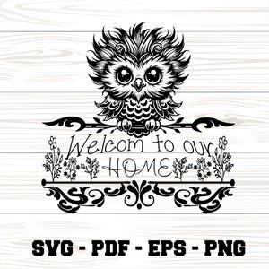 Welcome to Our Home Door Hanger | svg pdf eps png | Wood Engraving | Cutting File • Laser Engraving & Cricut DIY Craft • Instant Download