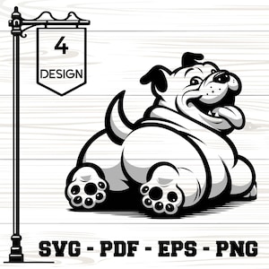 Bulldog SVG | Cute Cartoon Dog Clipart for Sublimation, T-Shirts, Mugs, Stickers, Vinyl Cutting- Vector File -  Instant download