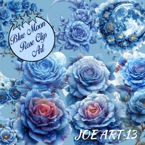 Blue Moon Rose Clipart - 15 PNG, High-Res, Transparent, Commercial Use, Instant Download | Floral Digital Art