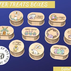 Pasen-traktatiedoos SVG | Lasergesneden bundel | DIY-cadeaudoos | Paassnoephouder | Glowforge- en CNC-bestanden | gesneden bestanden paasmandje